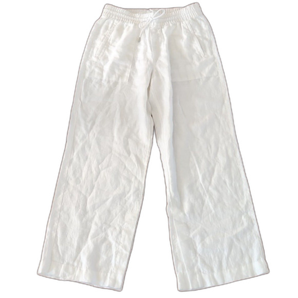 Athleta Retreat Linen High Rise Wide Leg Pant, White, Size M Regular, S/658547 - Picture 5 of 10
